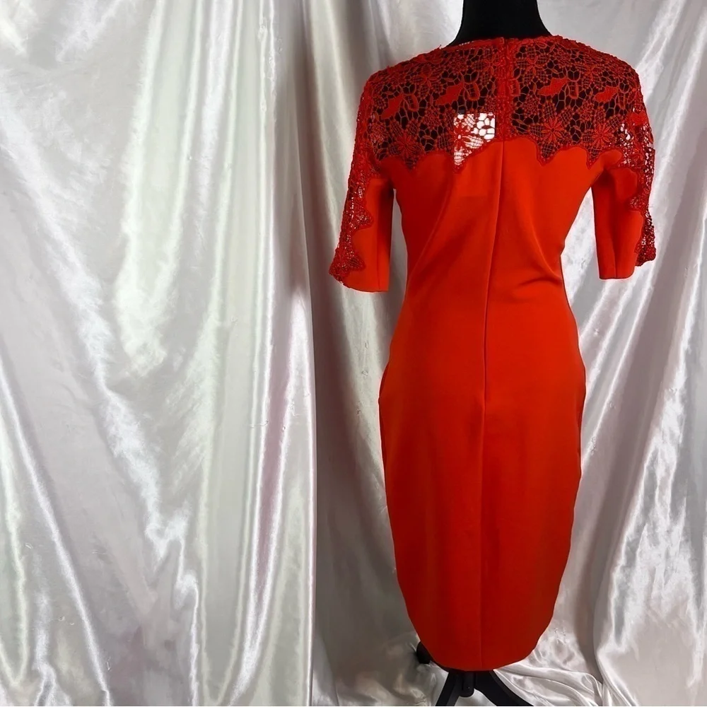 Zara Red Floral Lace Semi-Fitted Knee-Length Dress NWT | Romantic Trendy S